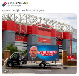 Ten Hag Disindir Domino's Pizza